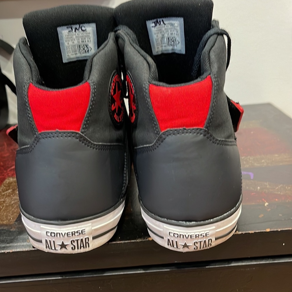 Converse Black High-Top Sneakers with Red Accents - Picture 8 of 14